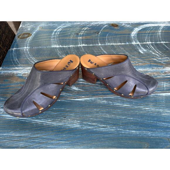 KORKS Clogs, Neneh - BLUE with faux chunky wooden heels, size 10 womens - Picture 6 of 9
